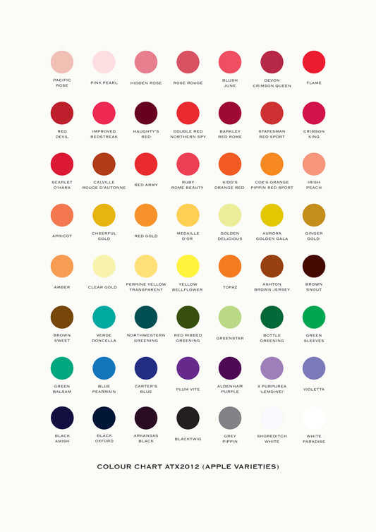 Alison Turnbull, Colour Chart ATX2012 (Apple Varieties), 2012