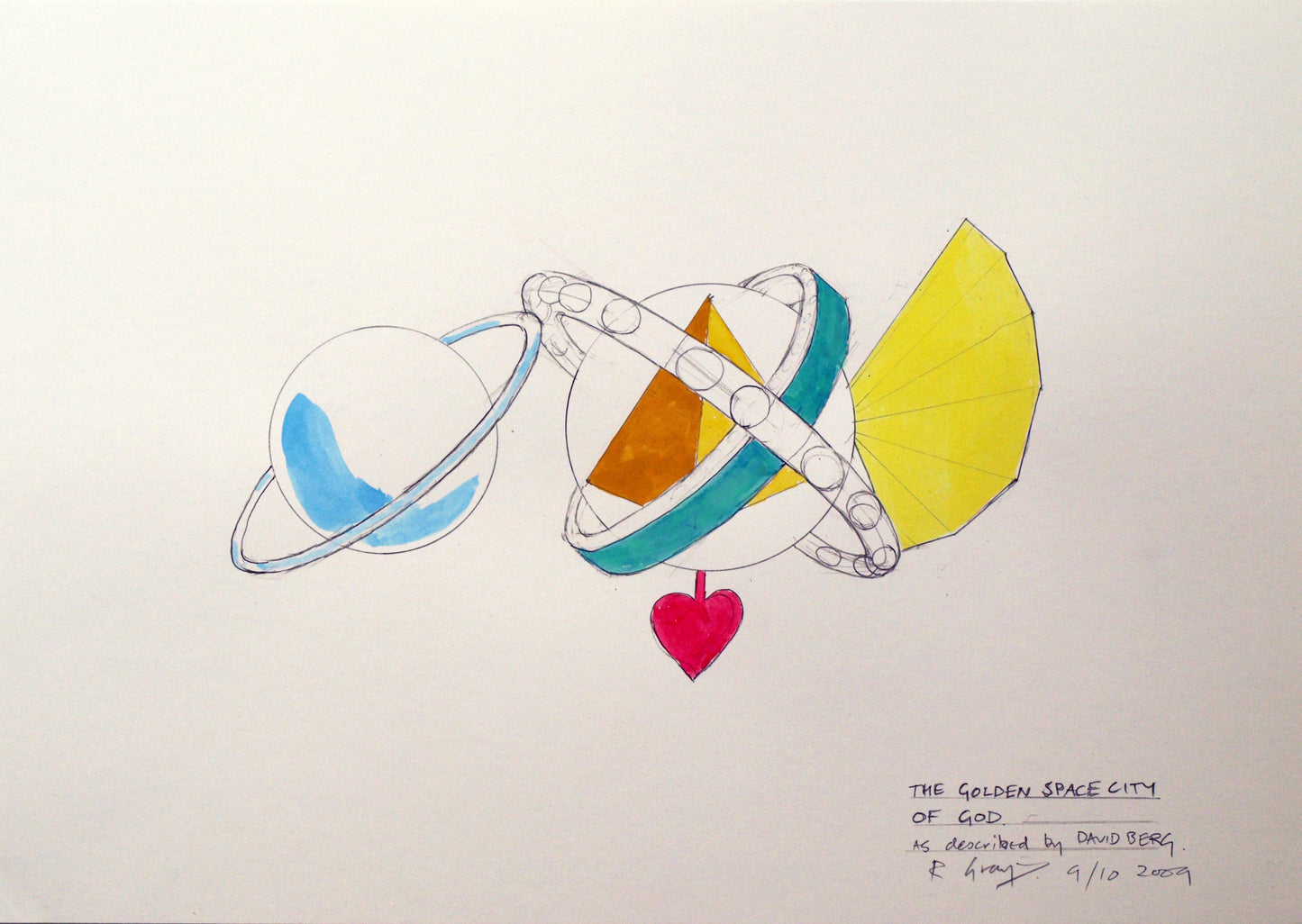 Richard Grayson, The Golden Space City of God as described by David Berg, constructivist colour, 2009
